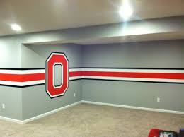 Ohio state football team area rug buckeyes football area rug living room area rug carpet greatlifeart. Ohio State Themed Basement Cincinnati By Wolf Creations Houzz Uk