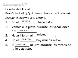 La Actividad Inicial Proposito 47 Que Tiempo Hace En El Invierno Escoge El Invierno O El Verano 1 En El Hace Calor 2 Vamos A La Playa Ppt Descargar