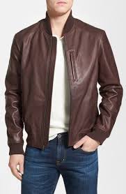 695 Dark Brown Leather Bomber Jacket Cole Haan Leather Bomber Jacket Medium Brown Leather Jacket Men Brown Leather Bomber Jacket Leather Bomber Jacket
