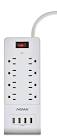 8-Outlet Power Strip Surge Protector with 4 USB Outlets, 3-ft Noma