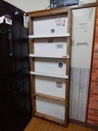 ｄｉｙ 冷蔵庫横の隙間に収納棚を作る ツーバイフォー材とワンバイフォー材を使って ｄｉｙネット 冷蔵庫 横 収納 収納棚 冷蔵庫横