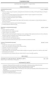 Acquisitions Manager Resume Sample Mintresume