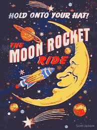 Rocket Moon Ride Vintage T Shirt By Scott Jackson Redshoes Rocket Moon Ride Vintage By Themonsterstore Retro Logolar Vintage Posterler Retro Posterler