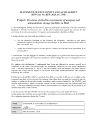 A declaration statement is required for all outgoing international shipments. Statement Of Exclusivity And Availability Daramola A O
