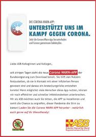 Was tun, wenn die corona warn app ein erhöhtes risiko anzeigt? Corona Warn App Jetzt Runterladen Asb Rv Ruhr E V