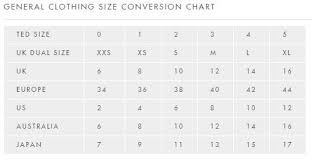 Ted Baker Size Guide