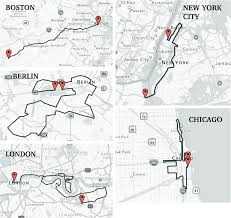 course maps of boston new york city berlin chicago and