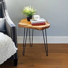 Natural Edge End Table With Hairpin Legs 19 5 Inch Tall Side Table Wood Rustic Side Table End Tables