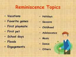 Word origin late 16th century (denoting the action of remembering): Reminiscence Therapy