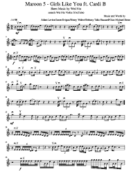 Ищете maroon 5 girls like you? Wei Nin Violin Studio éå¯§å°æç´å·¥ä½å®¤ Maroon 5 Girls Like You Ft Cardi B Violin Cover Sheet Music For Free Violin Sheet Music Sheet Music Violin Sheet