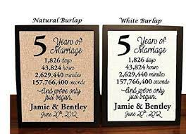 Unique, one of a kind 5 year anniversary gift. Amazon Com 5 Year Anniversary Burlap Print 5th Anniversary 5th Anniversary Gift 5 Years Together 5th Wedding Anniversary 5th Anniversary Gift For Her 5 Years Of Marriage Handmade