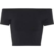 Helmut Lang Off The Shoulder Crop Top 105 Liked On Polyvore Featuring Tops Crop Top Shirts Black Crop Off Sh Crop Top And Shorts Crop Tops Crop Shirt
