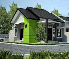Memiliki rumah yang tidak cukup besar bukan berarti anda tidak bisa menampilkan gaya dan estetika pada model rumah sederhana tapi indah. Desain Rumah Tampak Depan Samping Modern Dengan Warna Cat Hijau Terang Rumah Hijau Rumah Minimalis Arsitektur Rumah