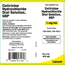 Cetirizine Hydrochloride Oral Solution Usp For Oral Use Rx Only