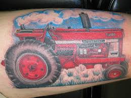 Tractor tattoo on arm, tractor tattoos. Tattooing By Margaret Bushell