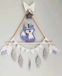 Make a dreamcatcher with your child and decorate his or her room! Mister Fox Wall Decoration Handmade Sewing Home Decor Baby Nursery Fox Triangledecor Felt Feltdecor Baby Crafts Diy Baby Stuff Baby Decor