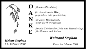 Traueranzeigen von Helene Stephan