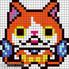 妖怪ウォッチのアイロンビーズの図案を作った ジバニャン ロボニャン ブシニャン コマさん コマじろう パーラービーズ クロスステッチ 図案 ハマビーズ 妖怪ウォッチ アイロンビーズ