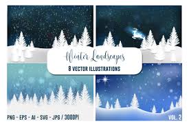 Download Winter Landscape Vector Bundle Vol 2 Graphic By Ka Design Creative Fabrica