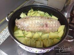 Prendete la fesa di tacchino e bardatela con le fette di speck. Arrosto Di Pollo Farcito Al Forno Con Patate Le Meraviglie Di Cicetta