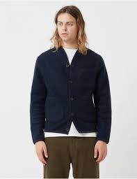 Universal Works Fleece Cardigan In Blue For Men Lyst
