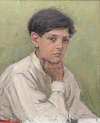 OIDENTIFIERAD KONSTNÄR. Flickporträtt, olja på duk, signerad Pam. Frank.  Konst