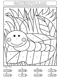 caterpillar color by number coloring page free printable coloring pages for kids