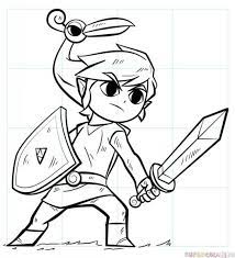 How To Draw Link From Legend Of Zelda Step By Step Drawing Tutorials For Kids And Beginners Zelda Drawing Drawing Tutorial Step By Step Drawing