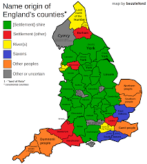 The counties of england are territorial divisions for the purposes of administrative, political and geographical demarcation. Name Origin Of English Counties Oc 2400 X 2664 Mapporn