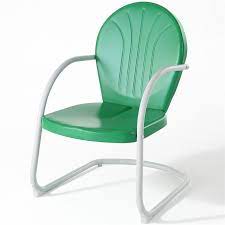 Griffith metal chair in tangerine. Crosley Griffith Metal Patio Chair In Grasshopper Green Co1001a Gr
