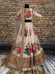 Semi Stiched Floral Print Embroidered Designer Lehenga Choli Etsy In 2020 Indian Wedding Party Dresses Wedding Dresses For Girls Bridal Lehenga Choli