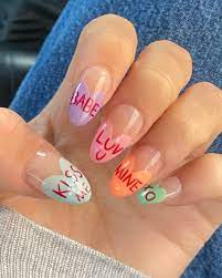 Natalia Spotts On Instagram Candy Hearts In 2021 Swag Nails Cute Nails Valentines Nails