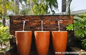 Multiple cascading streams of water flow to create an in home oasis and peaceful, meditative atmosphere. Cor Ten Steel Water Feature Cost Cor Ten Steel Water Feature For Sale