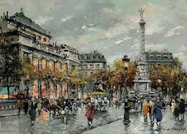 Antoine Blanchard Marcel Masson Place Du Chatelet Art De Paysage Urbain Peinture Paris Et Peinture Paysage