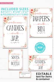 Terrific plain or with candies in them. Guess How Many Game Sign Peach Flowers Press Print Party