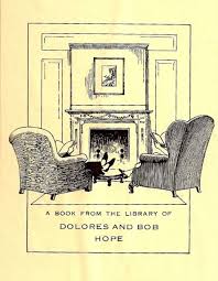Bookplate A Book From The Library Of Dolores Bob Hope 2 Cozy Chairs Pulled Up To The Fireplace The Couple Are Re Book Plates Bookplate Design Ex Libris