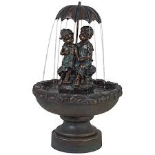 Boy And Girl Under Umbrella 40 High Indoor Outdoor Fountain 4r475 Lamps Plus Aussenbrunnen Tischbrunnen Und Brunnen Design