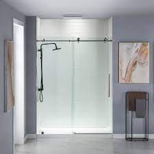 Maybe you would like to learn more about one of these? á… Woodbridge Frameless Shower Doors 56 60 Width X 76 Height With 3 8 10mm Clear Tempered Glass In Brushed Nickel Finish Woodbridge