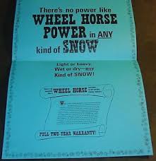 Details About Vintage 1969 Wheel Horse Tractor Snowblower Snow Power Chart Framable 658