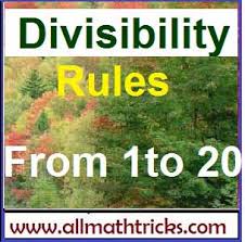 Math Divisibility Rules For Numbers From 1 To 20 Basic