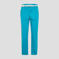 Pantalon femme turquoise coupe droite en velours côtelé. Pantalon Chino Ceinture Vert Turquoise Femme Cache Cache