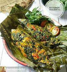 Tasty pepes daun singkong+asin japuh; Pepes Kembung Pucuk Daun Ubi Mary Memasak