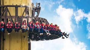 Fascinating amusement park with colosseum as the. Gyro Drop Tower Scream Heide Park Resort