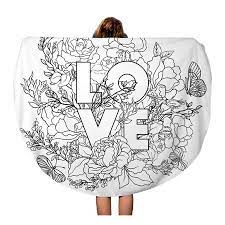 There is a total of seven pages! Poglip 60 Inch Round Beach Towel Blanket Rose Flower Word Love Outline Drawing Coloring Page Book Travel Circle Circular Towels Mat Tapestry Beach Throw Walmart Canada