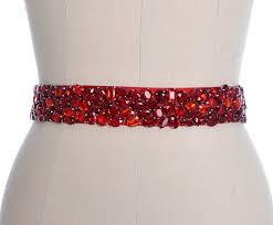 Complete your wedding look with the perfect bridal sash & belt! Vintage Style Red Rhinestone Crystals Ribbon Red Bridal Belt Red Crystal Wedding Dresses Sash Wine Red Crystal Belt Gurtel