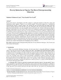 With a poverty rate of 19.5 per. Pdf Poverty Reduction In Nigeria The Role Of Entrepreneurship Education Sulaiman Mohammed Lame And Wan Fauziah Wan Yusoff Academia Edu