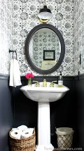 Black And White Tile Powder Room I Updated My Powder Room With This Bold Black And White Tile Wallpaper Stop By My Blog For All The D Tiny Powder Rooms Powder Room Decor Powder Room Wallpaper