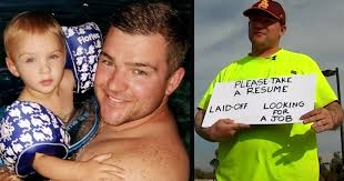 Unemployed Dad Hands Out Resume