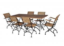 Stackable chairs with detailed back and front apron. Furniture Designhouse Seven Piece Dining Set With 32 X 72 Aftrican Teak Slat Table Top Four Isabelle Side Chairs And Two Isabelle Arm Chairs Dining Table Sets Dining Table Sets