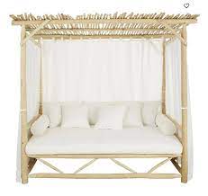 lit a baldaquin d exterieur crusoe en branches de teck blanchies et toile ecrue mobilier de jardin maisons du monde iziva com lit baldaquin mobilier jardin lit exterieur
